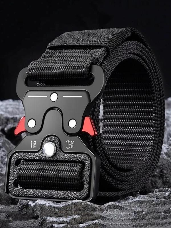 Men's New Solid Color Outdoor Belt, Multi-function Alloy Buckle High Quality Marine Corps Canvas Belt for Men, Fashion Accessories for Daily Wear