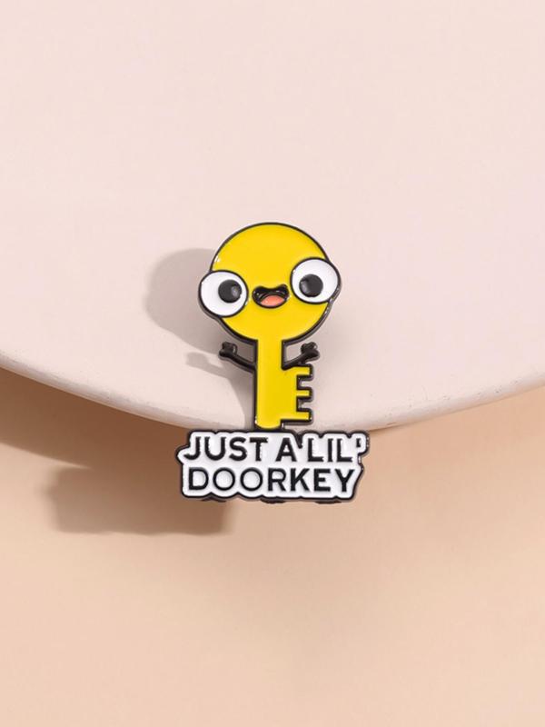 Cute Cartoon Key Design Brooch, Fashion Alloy Badge for Women & Men, Enamel Pin Suitable for Backpacks, Jeans, Scarves, Hats Decoration