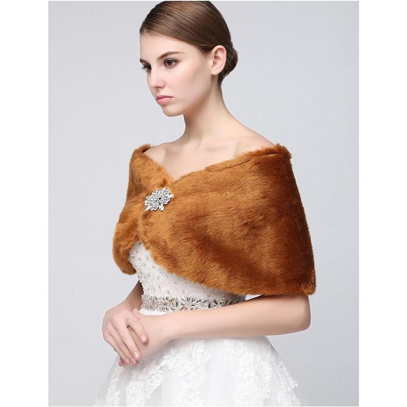 Women's Shawl Wrap Faux Fur Scarf Stoles for Wedding Dresses