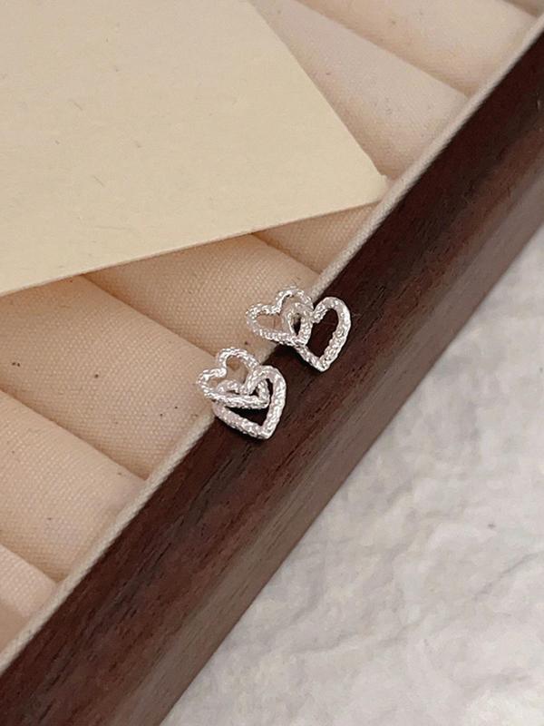 Heart Design Stud Earrings, Fashionable Textured Earrings for Women for Party, Daily Clothing Decor, Trendy All-match & Exquisite Jewelry for Birthday Gift