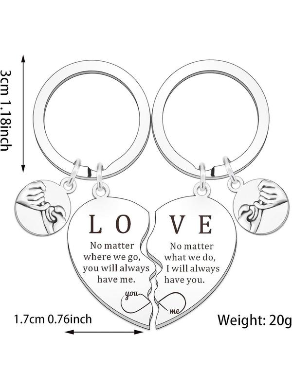 Couple Keychain, Heart Shaped Stainless Steel Keychain for Men Boyfriend Husband, Fashion Accessories for Daily Use, Trendy All-match & Exquisite Keychain for Birthday Gift