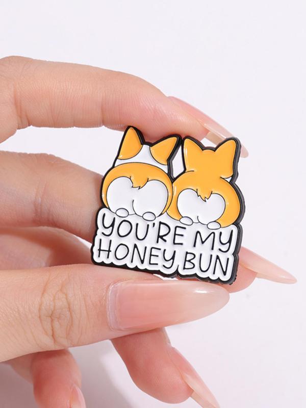 Cute Dog & Letter Design Brooch, Fashion Alloy Accessories for Women & Men, Enamel Pin Suitable for Backpacks, Jeans, Scarves, Hats Decoration Fixed Buckle, Casual Alloy Jewelry for Men & Women