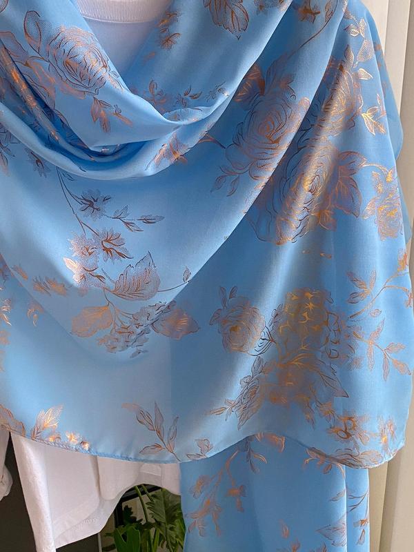 Women's Elegant Floral Print Scarf, New Style Exquisite Trendy Shawl, Fashionable Scarf for Women & Girls for All Season