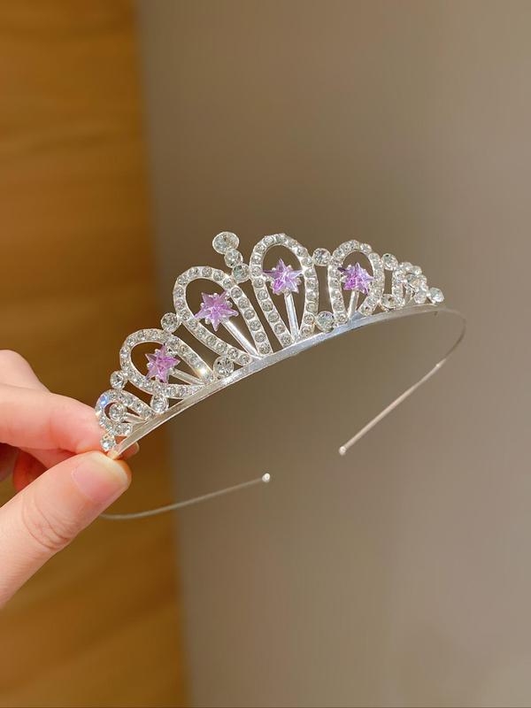 Rhinestone Decorated Crown Tiara, 1 Count 2 4 Counts 2024 New Style Crown Tiara for Girls, Fashion Hair Accessories for Party, Daily Clothing Decor, for Birthday Gift