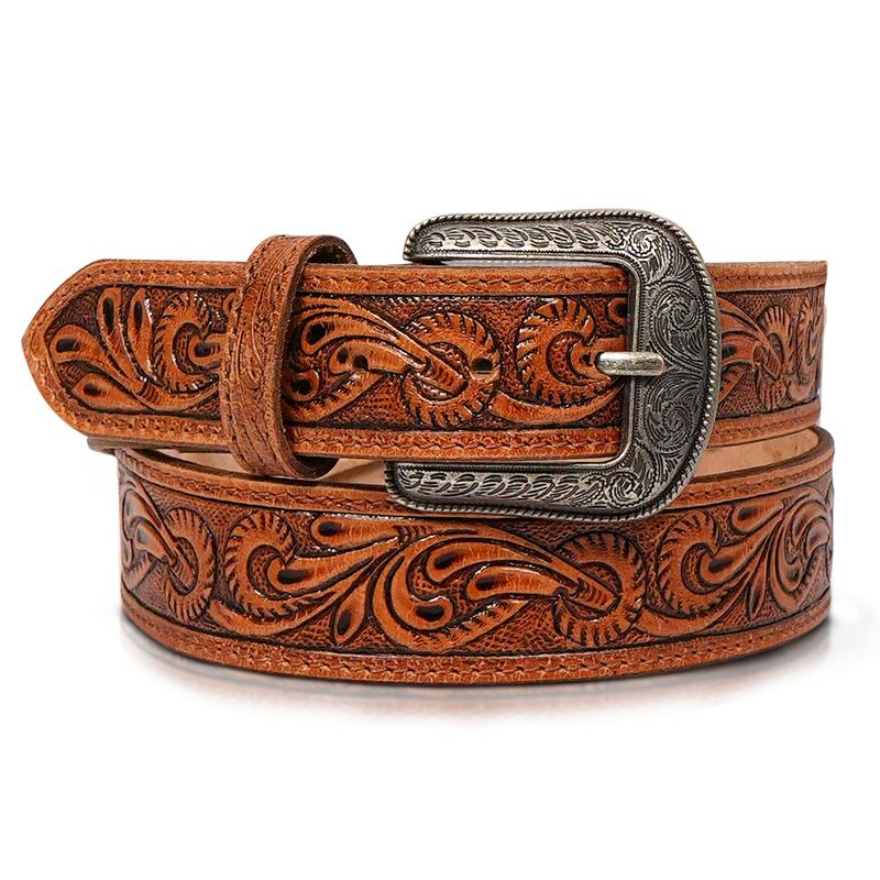 RAW HYD Leather Western Belts for Men - Cowboy Belts for Men - Mens Western Belt w Buckle - 1.5