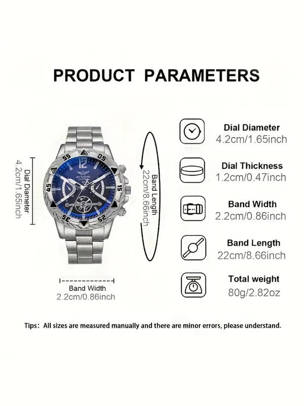 Men's Business Fashion Round Dial Analog Quartz Watch, and Bracelet & Cross Pendant Necklace & Ring, Fashion Watch Set for Party, Daily Decor, Exquisite Watch Set for Gift, without Box