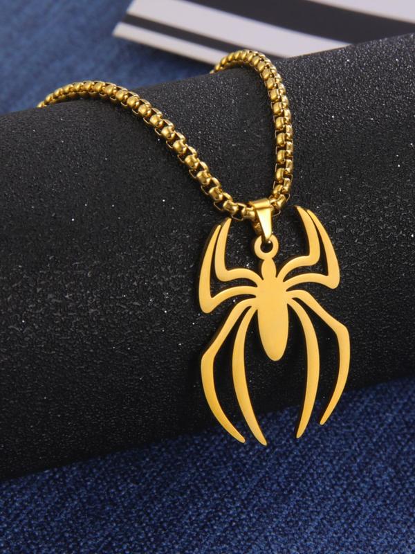 Stainless Steel Spider Pendant Necklace for Men, Casual Trendy All-match Jewelry for Girls Gift, Male Classic Fashion Accessories for Daily Wear