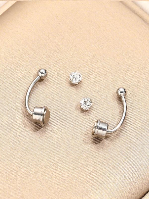 Magnetic Nose Ring, Rhinestone Decor Fake Nose Ring for Women & Men, Non-piercing Body Jewelry for Party, Daily Clothing Decor, Trendy All-match & Exquisite Jewelry for Birthday Gift