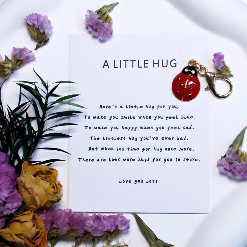 Ladybug Design Keychain with Loving Friendship Card, Small Charm Pendant for Support and Encouragement, Creative Gift for Friends