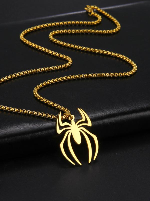 Stainless Steel Spider Pendant Necklace for Men, Casual Trendy All-match Jewelry for Girls Gift, Male Classic Fashion Accessories for Daily Wear