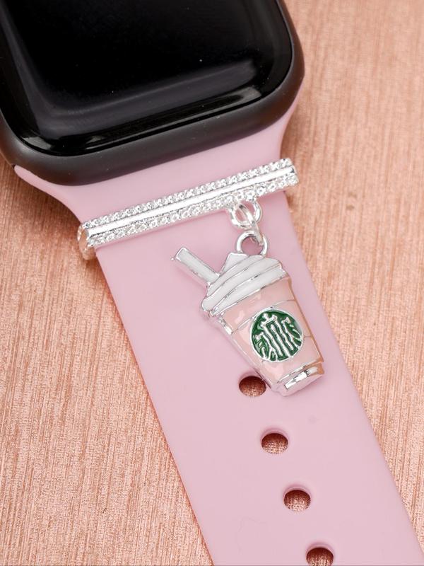 Creative Coffee Cup Design Watch Band Charm Decor, Fashionable Watch Band Charm for Women & Girls, Trendy Exquisite Watch Band Accessories for Birthday Gift