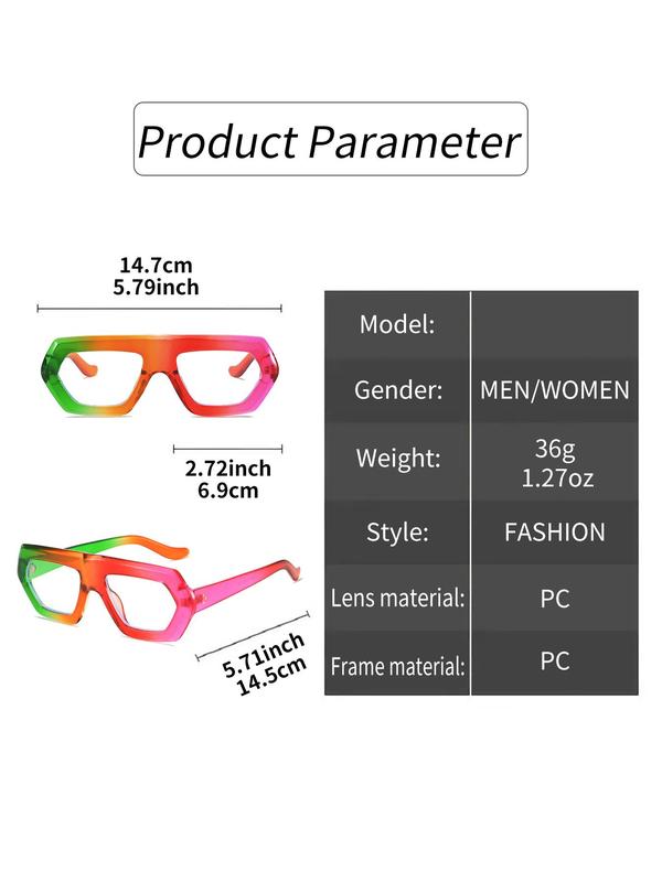 Unisex Colorblock Geometric Frame Eyeglasses, Y2k Full Rim Eyeglasses for Men & Women, Fashion Accessories for Everyday Use