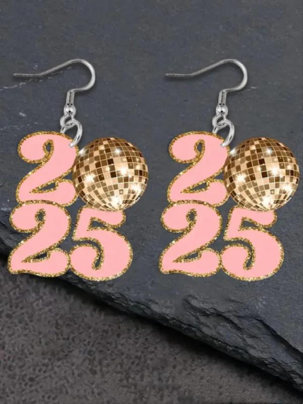 Disco Ball & Letter Design Dangle Earrings, Fashionable Jewelry for Women for Party, Daily Clothing Decor, Trendy All-match & Exquisite Jewelry for Birthday Gift