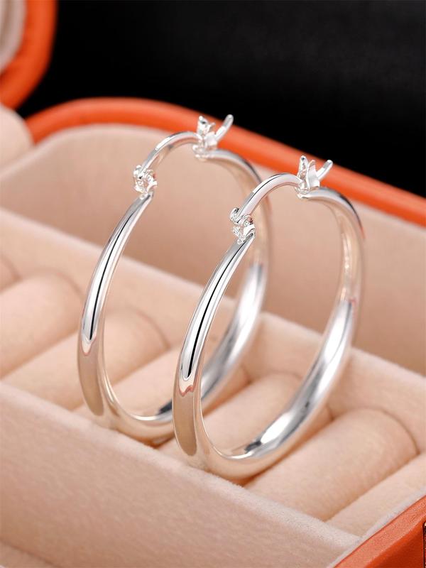 1 Pair Fashion Elegant Geometric Design Hoop Earrings, Simple Matching Ear Jewelry for Party, Daily Clothing Decor for Girl