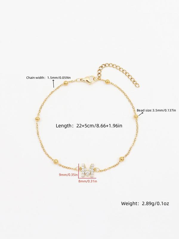 2024 Summer Letter Detail Anklet for Women & Girls, Fashion Jewelry for Party, Daily Clothing Decor, Trendy All-match & Exquisite Jewelry for Birthday Gift