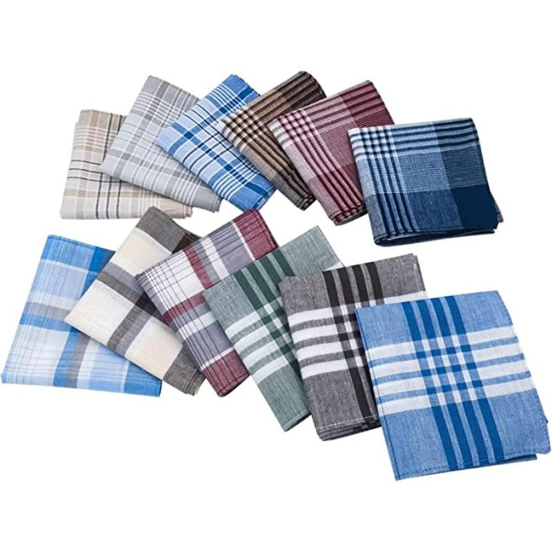 Men's Handkerchiefs 100% Cotton Handkerchief with Check