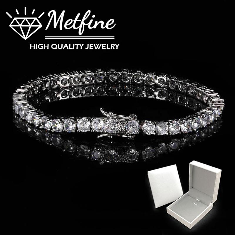 Tennis Bracelet for Women Men D Color VVS Round Cut 4mm Bracelets with Giftbox