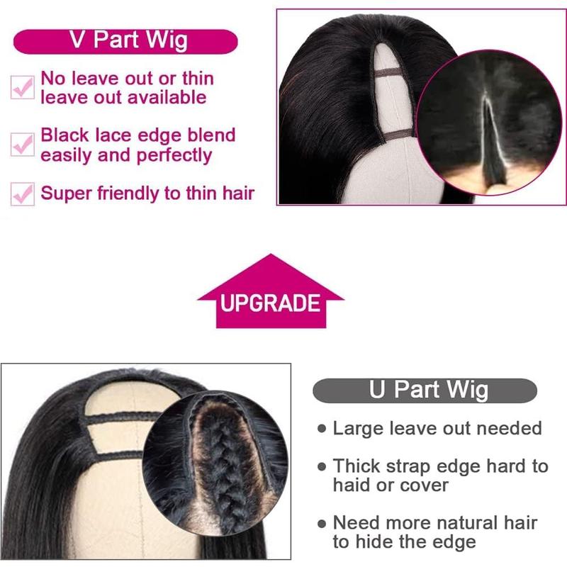 Mamushow V Part Wigs Human Hair No Leave Out Upgrade U Part Wig for Black Women Human Hair Kinky Curly Glueless Clip In Half Wig 180% Density