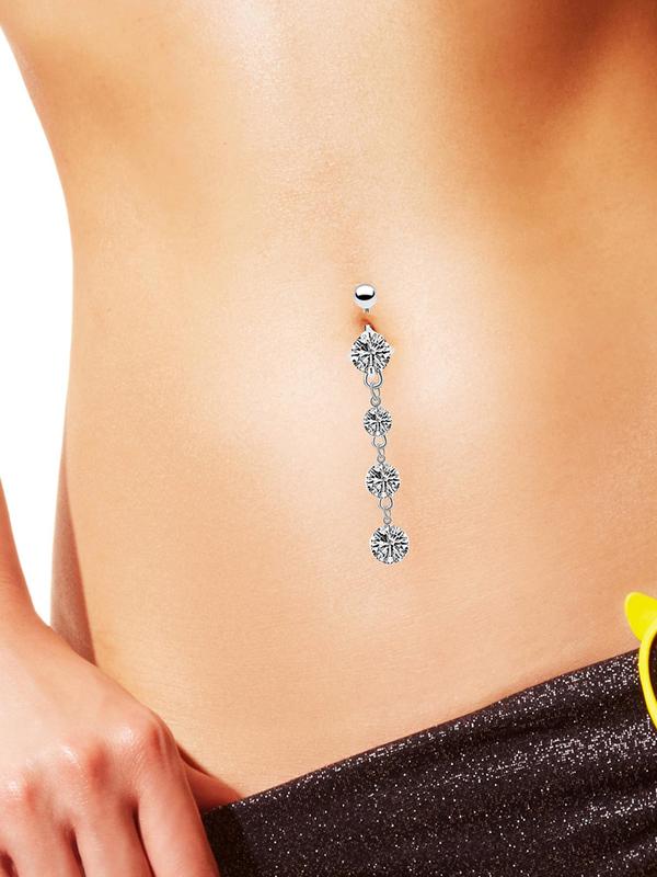 Rhinestone Decorated Navel Ring, 2024 Summer Butterfly & Heart & Moon & Star & Sun & Butterfly Charm Navel Ring for Women & Men, Body Piercing Jewelry for Party, Daily Decor