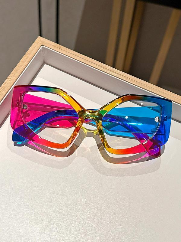 Unisex Y2k Style Colorblock   Solid Color Eyeglasses, Trendy Casual Exaggerated Eyeglasses for Everyday Use, Fashion Eyewear for Outdoor Activities