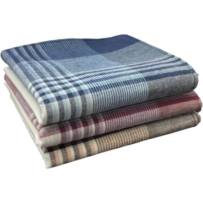 Men's Handkerchiefs 100% Cotton Handkerchief with Check