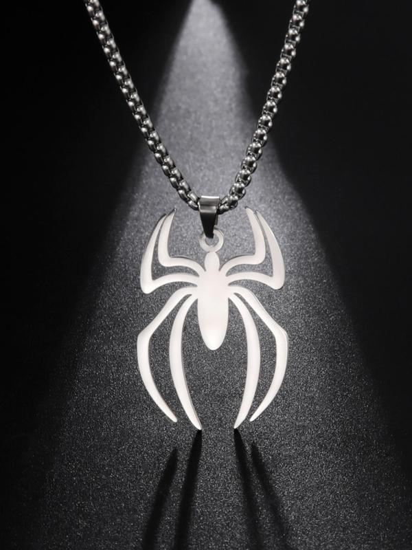 Stainless Steel Spider Pendant Necklace for Men, Casual Trendy All-match Jewelry for Girls Gift, Male Classic Fashion Accessories for Daily Wear