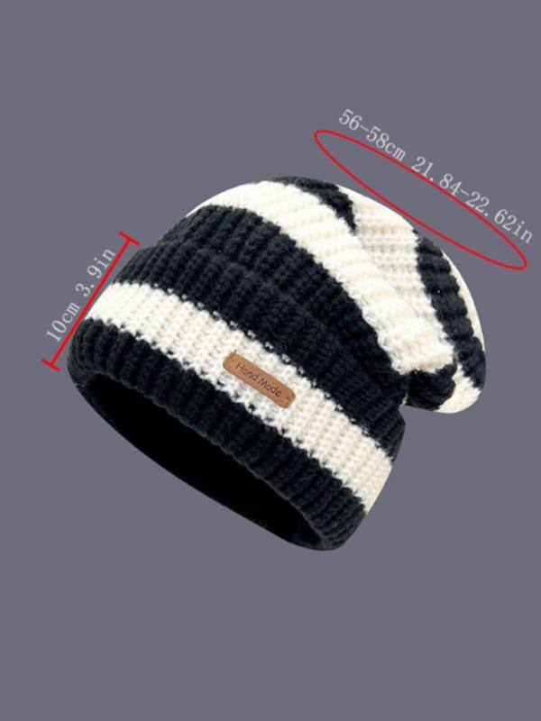 Striped Pattern Beanie Hat, Casual Warm Knit Hat for Fall & Winter, Fashion Accessories for Both Men & Women, Warm and Stylish Beanie for Men, Suitable for Street, Outdoor Sports, Skiing