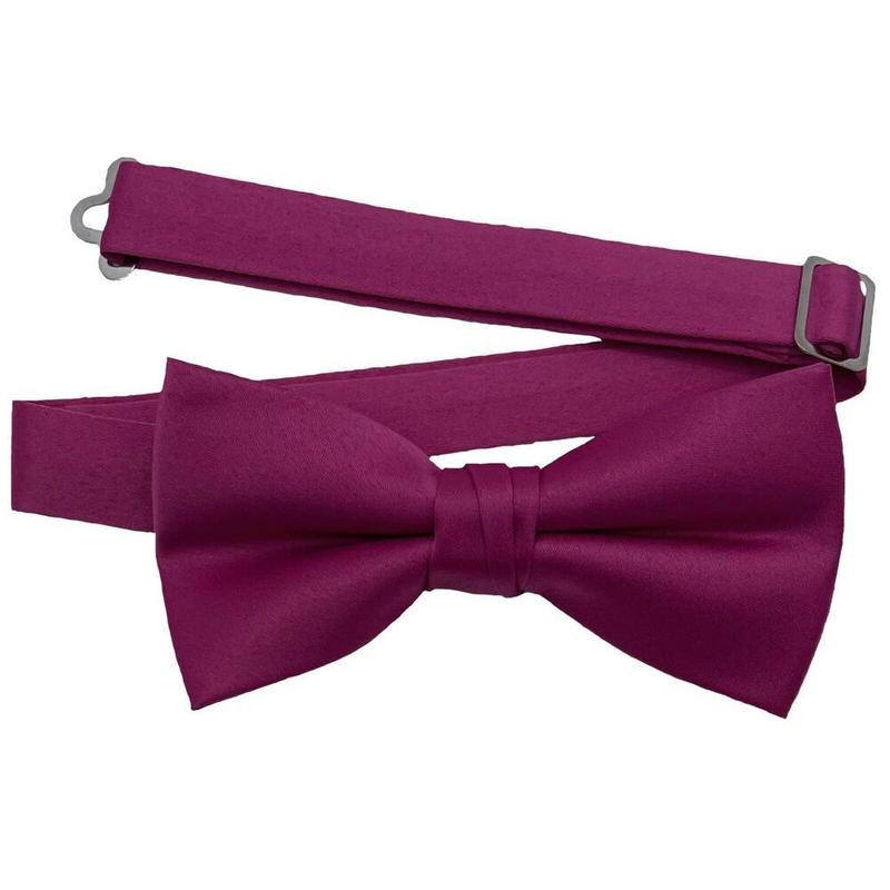 Men's Bow Tie Quality clip on adjustable neck band Satin Solid Pattern Colors