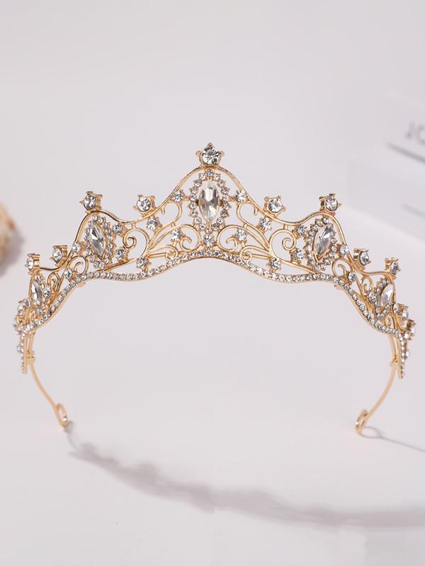 Geometric Shaped Rhinestone Crown for Wedding Party, Elegant Hollow out Design Bridal Headwear, Fashion Bridal Jewelry for Party, Trendy All-match & Exquisite Bridal Headwear for Wedding Gift