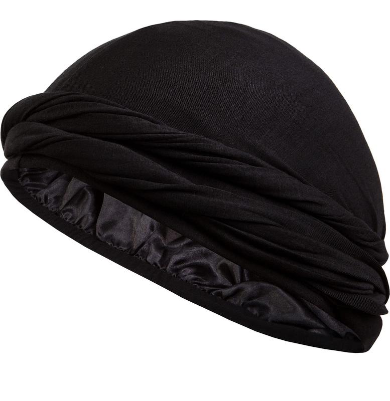 Silk Satin Lined Halo Turban Head Wrap Skull Cap - Stylish and Comfortable Turban Hat for Men and Women, Perfect for Any Occasion