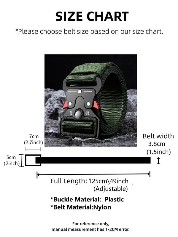 Men's New Solid Color Outdoor Belt, Multi-function Alloy Buckle High Quality Marine Corps Canvas Belt for Men, Fashion Accessories for Daily Wear