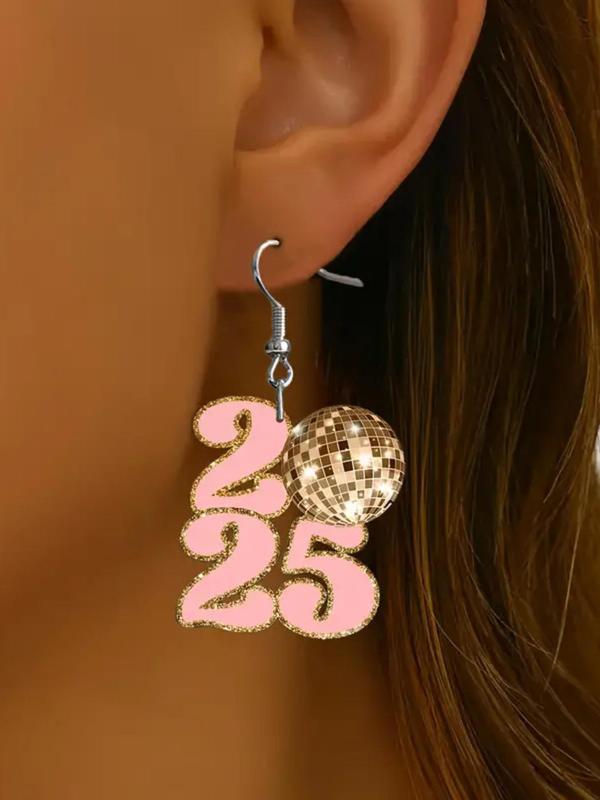 Disco Ball & Letter Design Dangle Earrings, Fashionable Jewelry for Women for Party, Daily Clothing Decor, Trendy All-match & Exquisite Jewelry for Birthday Gift