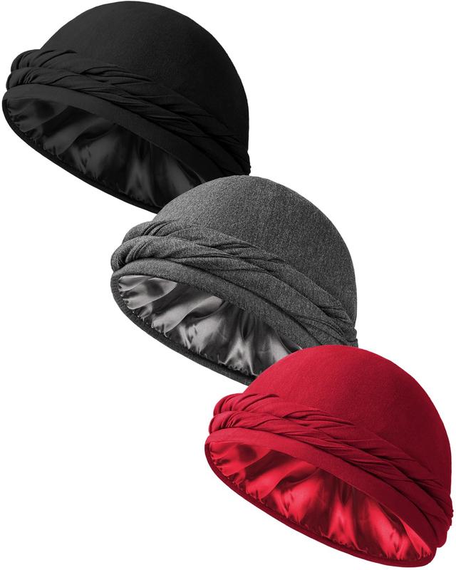 Silk Satin Lined Halo Turban Head Wrap Skull Cap - Stylish and Comfortable Turban Hat for Men and Women, Perfect for Any Occasion