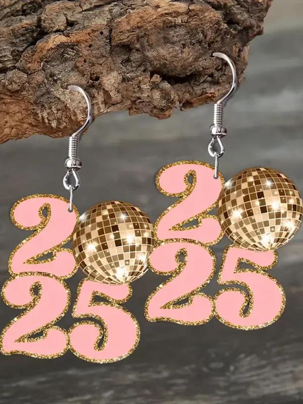 Disco Ball & Letter Design Dangle Earrings, Fashionable Jewelry for Women for Party, Daily Clothing Decor, Trendy All-match & Exquisite Jewelry for Birthday Gift