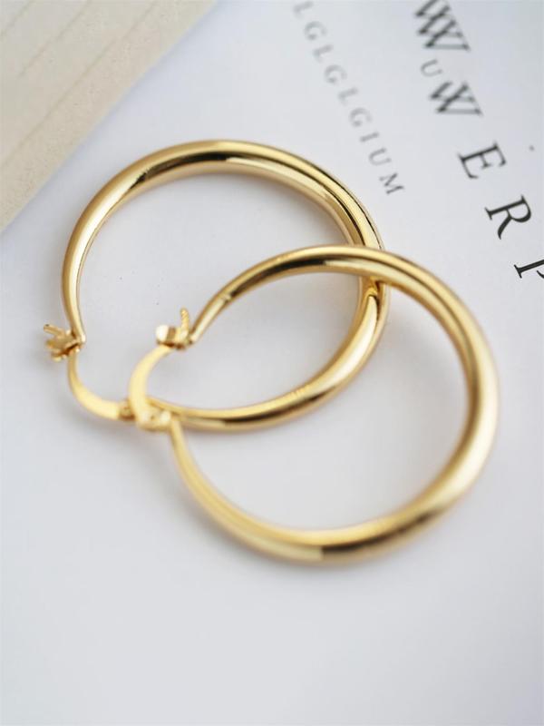 1 Pair Fashion Elegant Geometric Design Hoop Earrings, Simple Matching Ear Jewelry for Party, Daily Clothing Decor for Girl