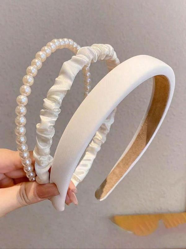 Faux Pearl Decorated Headband, Fashionable Hair Accessories for Women & Girls, Minimalist Headwear Suitable for Thick Hair