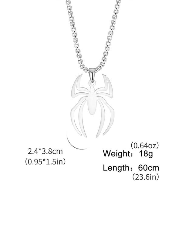 Stainless Steel Spider Pendant Necklace for Men, Casual Trendy All-match Jewelry for Girls Gift, Male Classic Fashion Accessories for Daily Wear