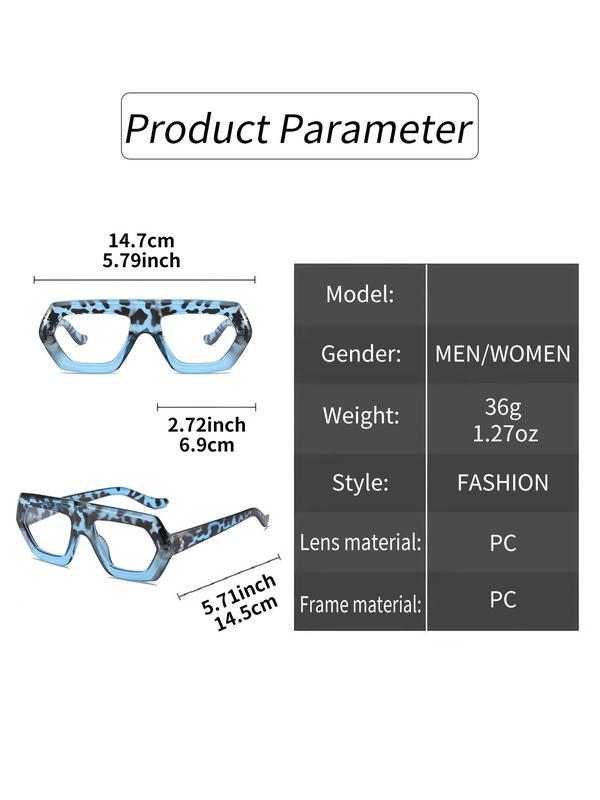 Unisex Colorblock Geometric Frame Eyeglasses, Y2k Full Rim Eyeglasses for Men & Women, Fashion Accessories for Everyday Use