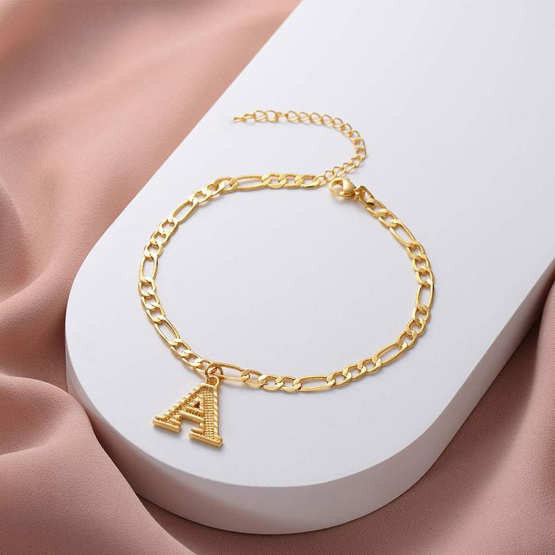 Classic 26 letter feet chain stainless steel vacuum gold Cuban chain summer beach feet decoration