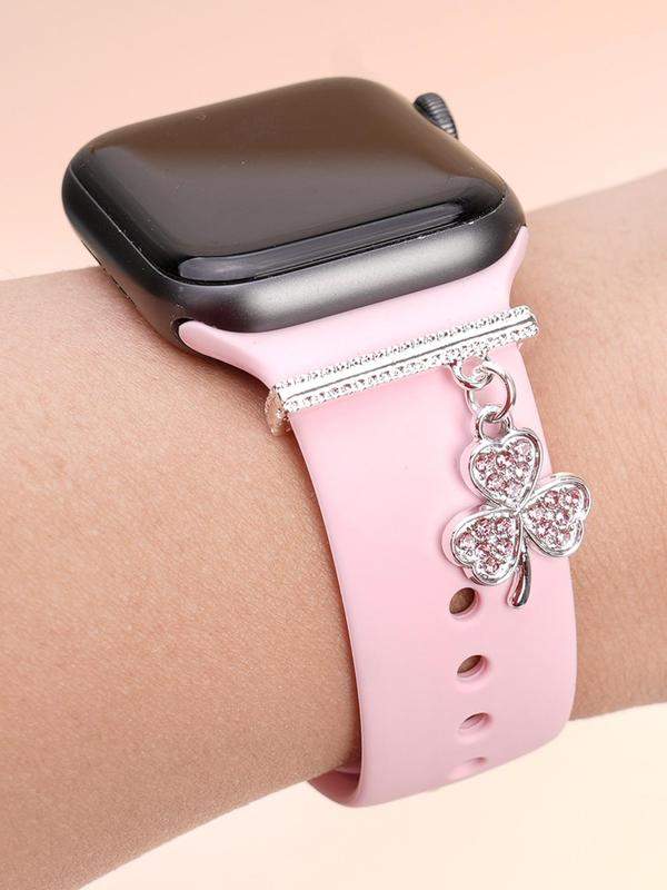 Fashion Rhinestone Decorated Watch Band Charm, Leaf Design Watch Band Decoration Ring for Birthday Gift, Trendy Exquisite Watch Accessories for Women & Girls