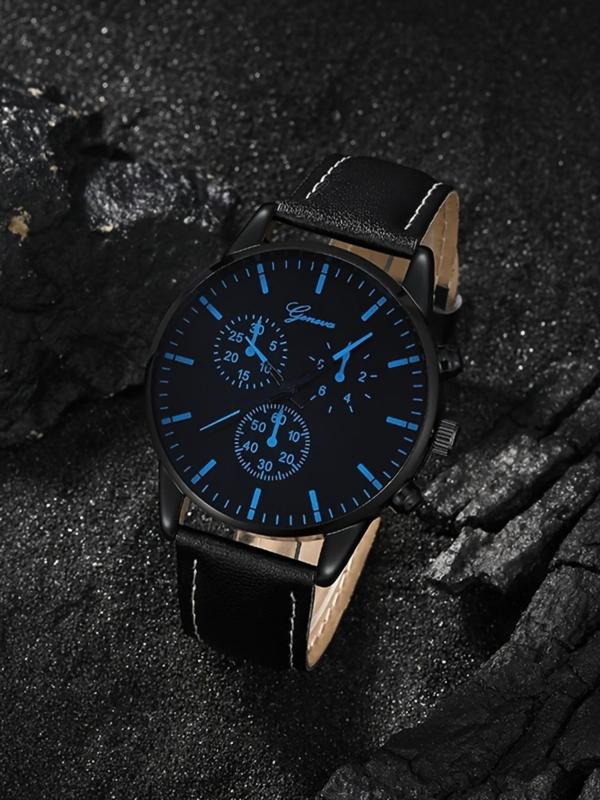 Men's Fashion Round Dial Analog Quartz Watch, with Box, Fashion Watch Set for Party, Daily Decor, Trendy All-match & Exquisite Watch Set for Birthday Gift