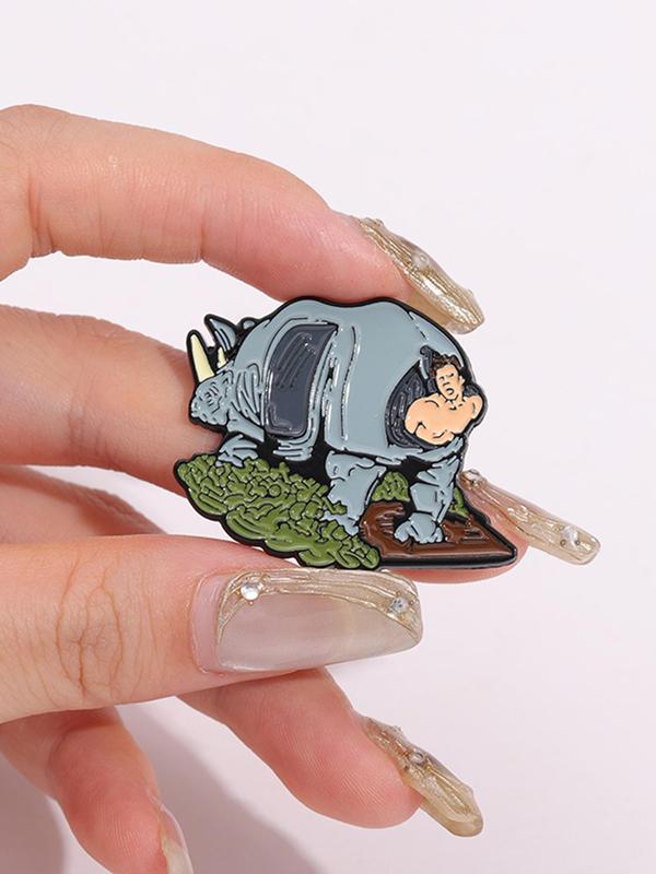 Cartoon Rhinoceros Brooch, Cute Rhinoceros Design Brooch, Fashion Accessories for Women & Men, Trendy All-match & Exquisite Brooch for Birthday Gift