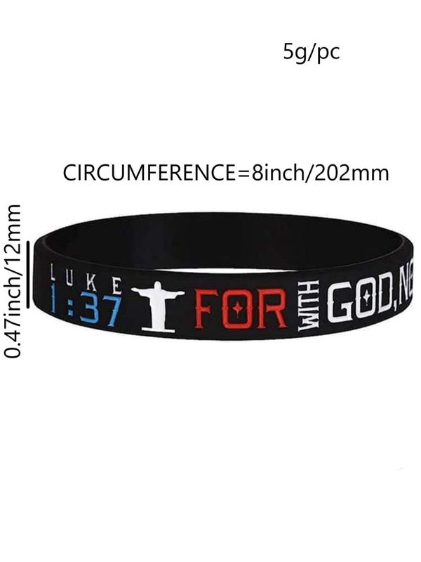 Fashion Letter & Cross Pattern Bracelet, Silicone Sports Bracelet for Women & Men, Trendy All-match & Exquisite Summer Jewelry for Birthday Gift