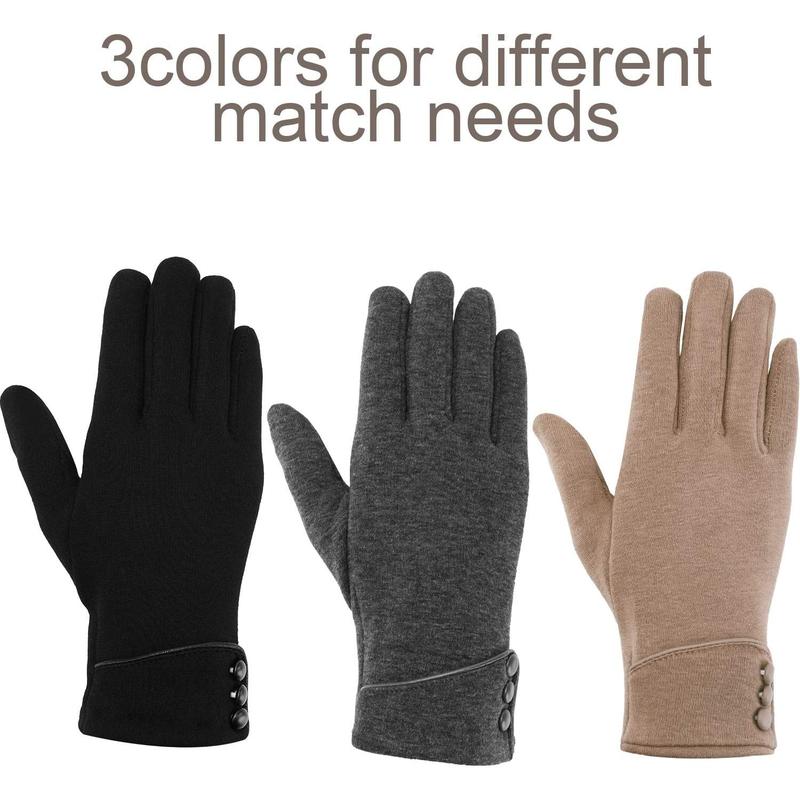 3 Pairs Womens Gloves Winter Touchscreen Texting Phone Windproof Gloves Lined Cold Weather Warm Gloves