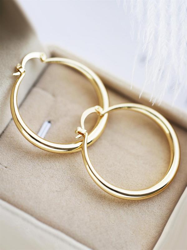 1 Pair Fashion Elegant Geometric Design Hoop Earrings, Simple Matching Ear Jewelry for Party, Daily Clothing Decor for Girl