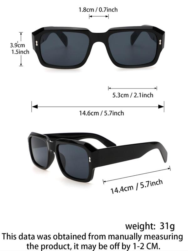 Simple Plastic Sunglasses for Men & Women Back To School, 2024 Trendy Casual Square Frame Sunglasses for Beach Vacation, Fashion Accessories for Outdoor Activities Summer Glasses