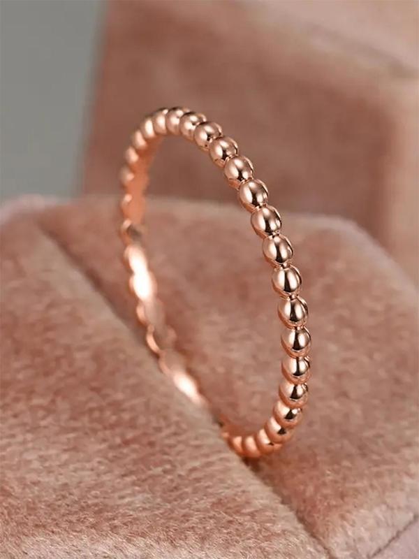 Simple Plain Beaded Decor Copper Ring, Elegant Fashion Rings Jewelry for Women, Matching Wedding Engagement Bridal Jewelry Gift