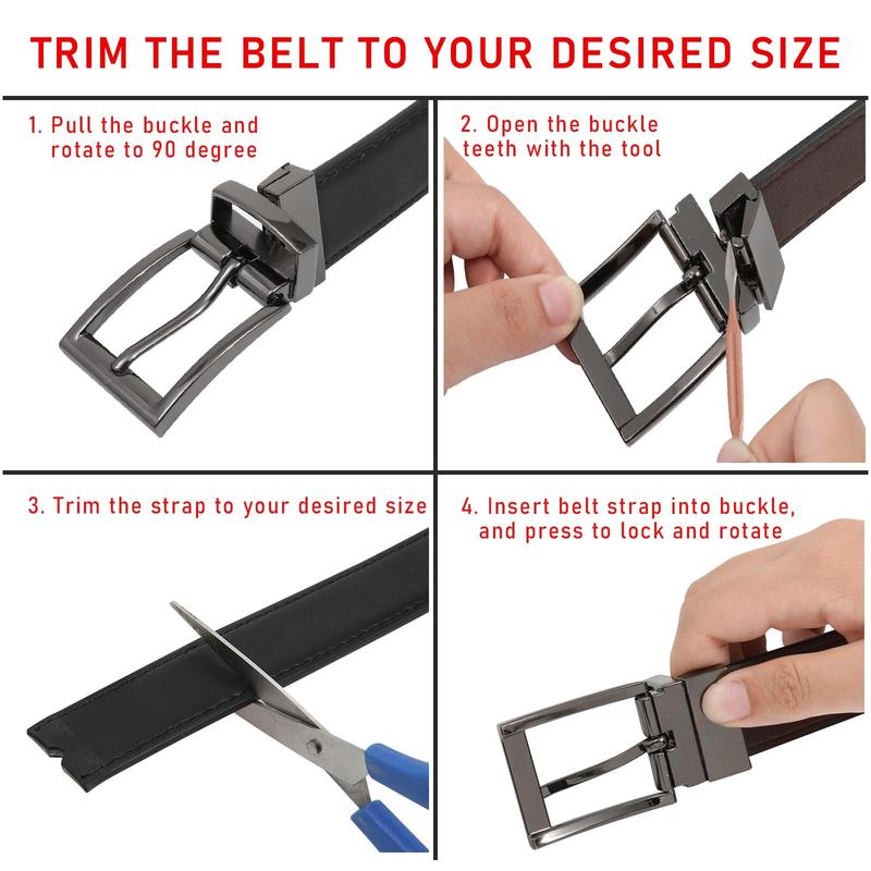 AWAYTR Reversible PU Leather Belt for Women Two-in-One Belt for Jeans Dress Fashion Women Men Belt with Rotated Buckle