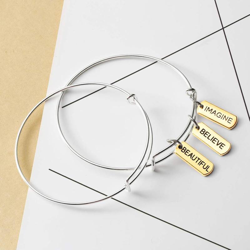 80 count Word Charms Pendants Engraved Motivational Charms Pendants  Making Accessories for DIY Necklaces, Bracelets, Key Chains()