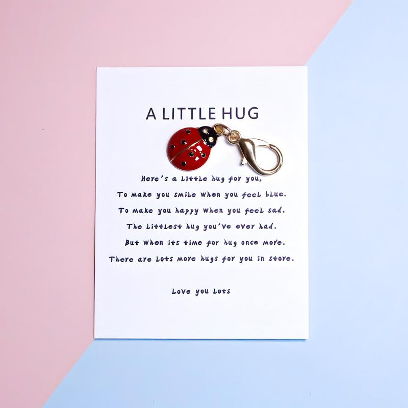 Ladybug Design Keychain with Loving Friendship Card, Small Charm Pendant for Support and Encouragement, Creative Gift for Friends